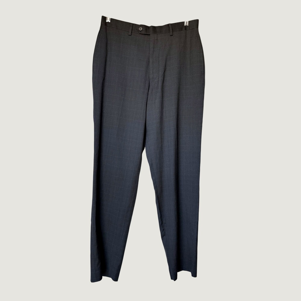 Ralph Lauren Mens Dress Pants 32x32 Charcoal Grey Windowpane Check Slacks